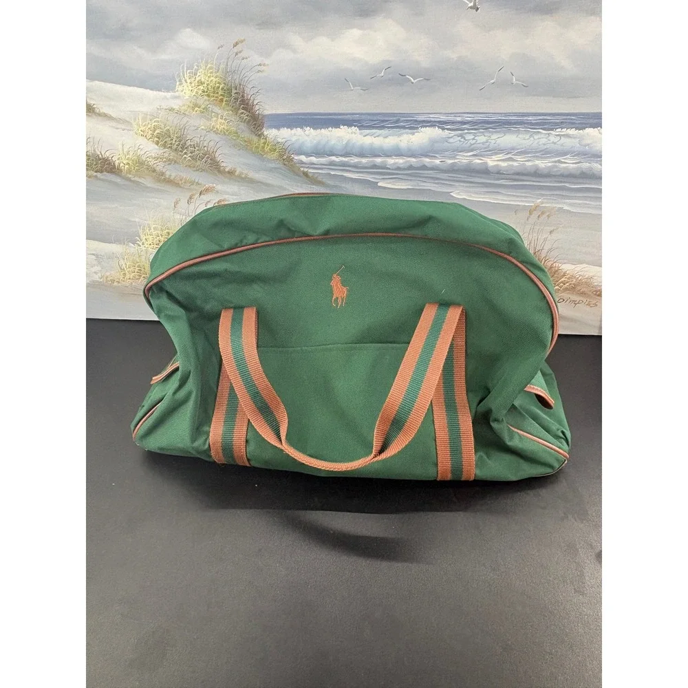 Polo Ralph Lauren Fragrances Green Canvas Duffel Bag Travel Weekend Gym Bag